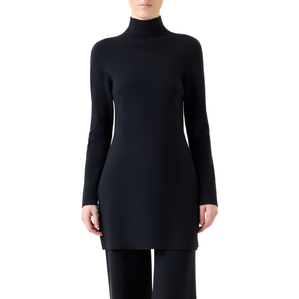 Akris Akris Fine Gauge Cashmere & Silk Tunic Turtleneck Sweater