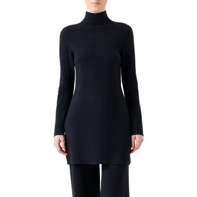 Akris Akris Fine Gauge Cashmere & Silk Tunic Turtleneck Sweater