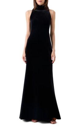 Akris Akris Fringe Back Velvet Scuba Knit Trumpet Gown