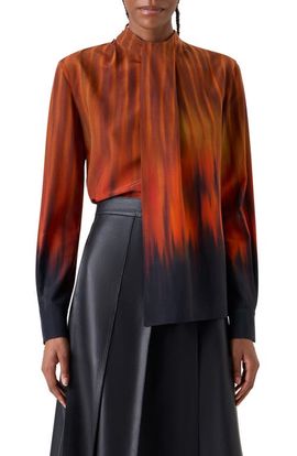 Akris Akris Fuego Print Silk Crepe Top