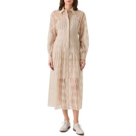Akris Akris High Plains Long Sleeve Tulle Jacquard Shirtdress