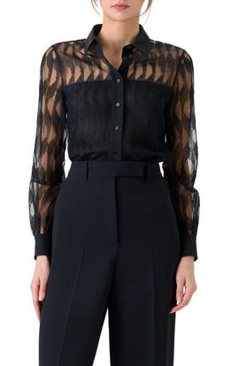 Akris Akris High Plains Tulle Jacquard Button-Up Shirt