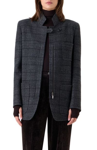 Akris Akris Kamila Plaid Virgin Wool Zip Jacket