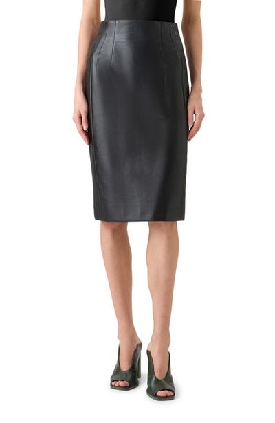Akris Akris Lambskin Leather Pencil Skirt