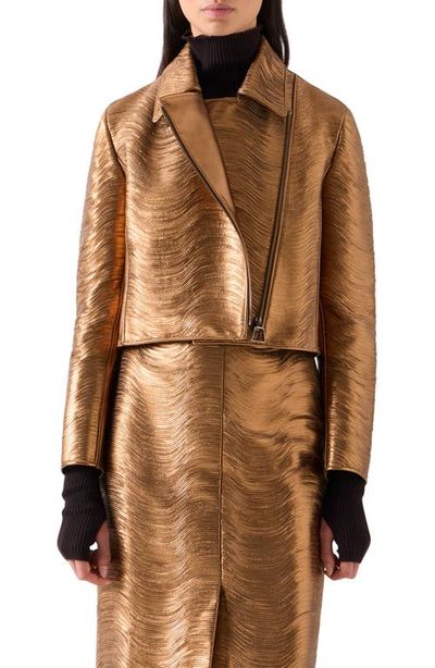 Akris Akris Lambskin Nappa Leather Moto Jacket