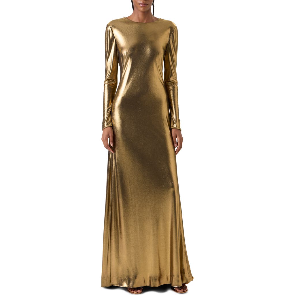 Akris Akris Metallic Long Sleeve Twist Back Jersey Gown