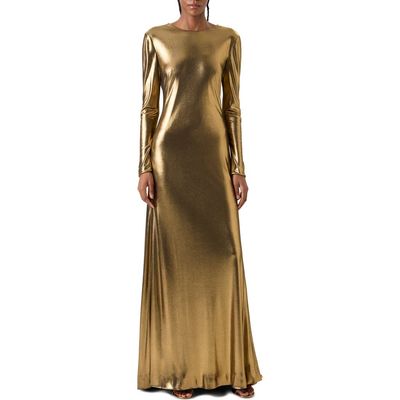 Akris Akris Metallic Long Sleeve Twist Back Jersey Gown