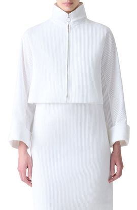 Akris Akris Mimi Pleated Cotton Voile Crop Jacket