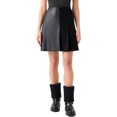 Akris Akris Mixed Media Pleated Leather Skirt