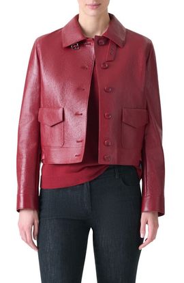 Akris Akris Peer Lacqured Leather Crop Jacket