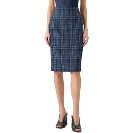 Akris Akris Plaid Wool Blend Tweed Pencil Skirt