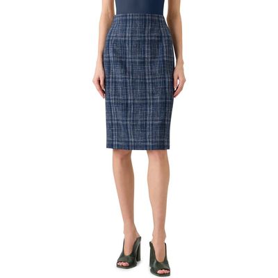 Akris Akris Plaid Wool Blend Tweed Pencil Skirt