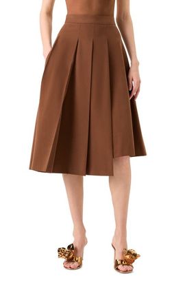 Akris Akris Pleated Asymmetrical Cotton & Wool Gabardine A-Line Midi Skirt