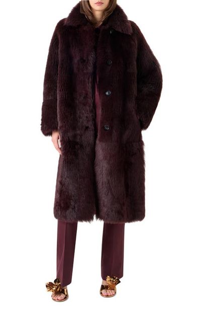 Akris Akris Ruth Genuine Shearling Reversible Long Coat