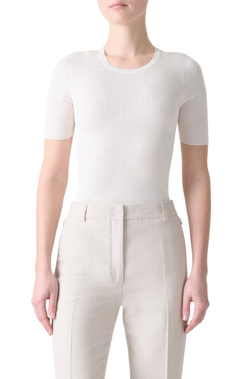 Akris Akris Seamless Short Sleeve Silk & Cotton Rib Sweater