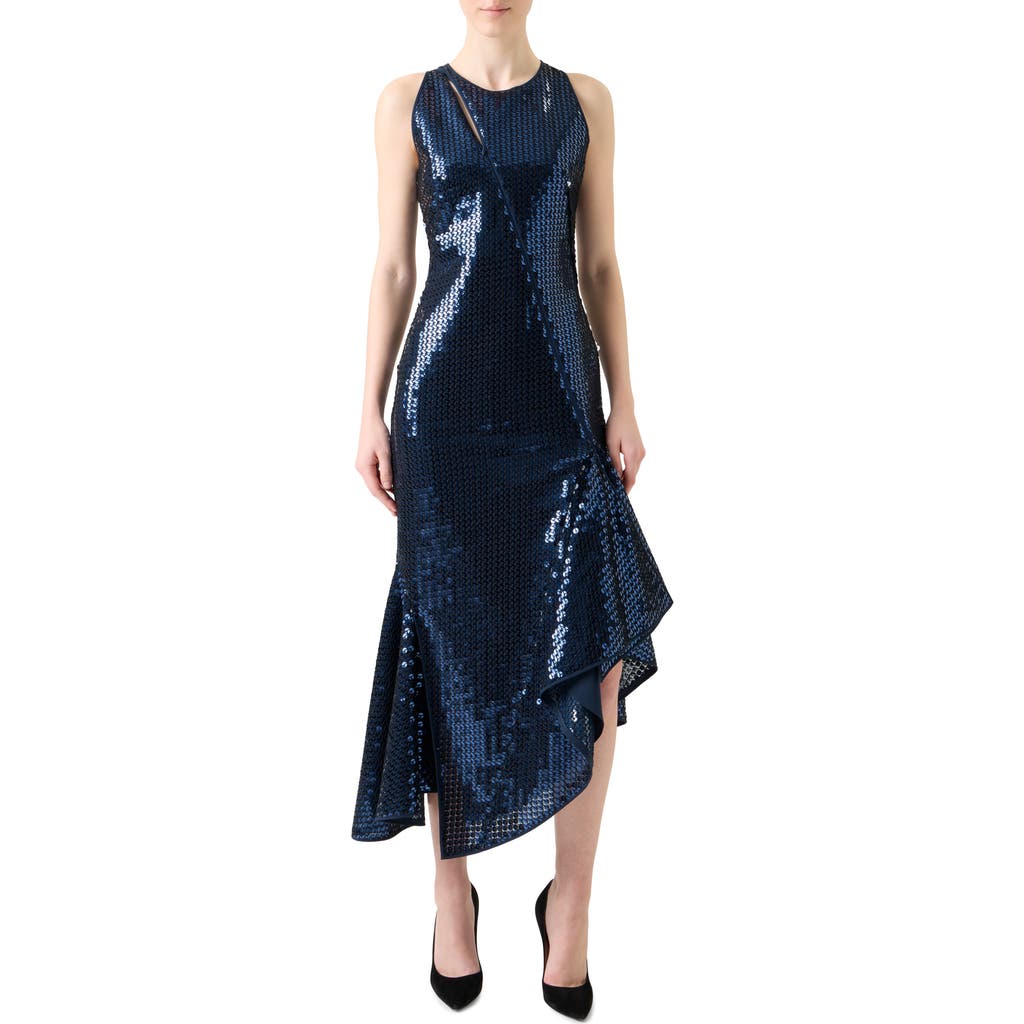 Akris Akris Sequin Chiffon Asymmetric Dress
