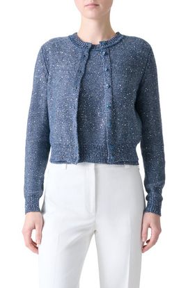 Akris Akris Sequin Knit Linen Blend Cardigan