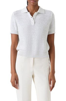 Akris Akris Sequin Linen & Cotton Blend Polo Sweater