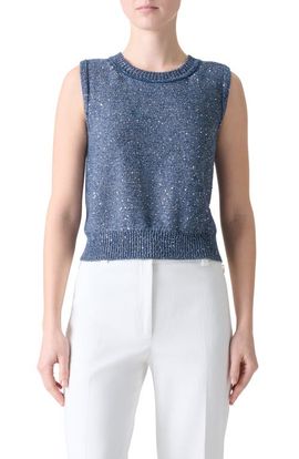 Akris Akris Sequin Linen Blend Sweater Vest
