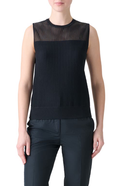 Akris Akris Sheer Stripe Silk & Cotton Blend Sleeveless Sweater