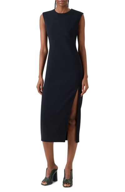 Akris Akris Sleeveless Zip Slit Wool Blend Sheath Dress