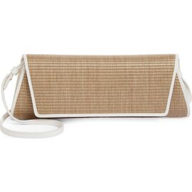 Akris Akris Small Anouk East/West Trapezoid Raffia & Leather Clutch