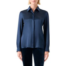 Akris Akris Stretch Silk Satin Button-Up Shirt