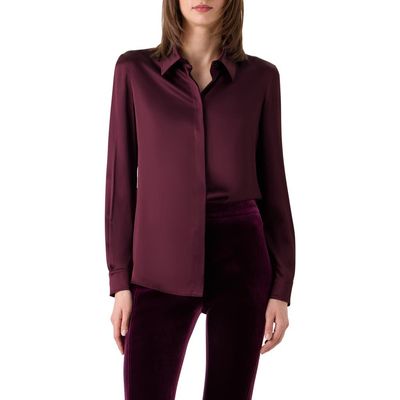 Akris Akris Stretch Silk Satin Button-Up Top