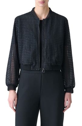 Akris Akris Taide Flower Grid Tulle Bomber Jacket