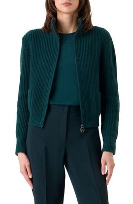 Akris Akris Virgin Wool, Cashmere & Silk Rib Zip Cardigan