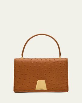 Akris Alice Small Ostrich Leather Top-Handle Bag