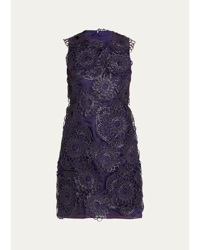 Akris Anemone Aetz Embroidered Organza Sleeveless Mini Dress