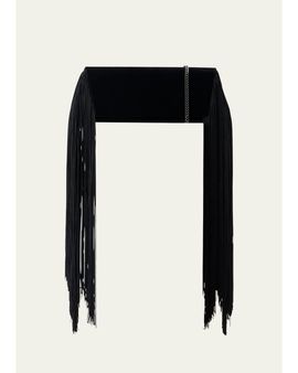 Akris Anouk Fringed Velvet Trapezoid Clutch Bag