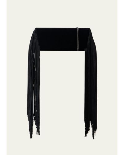 Akris Anouk Fringed Velvet Trapezoid Clutch Bag