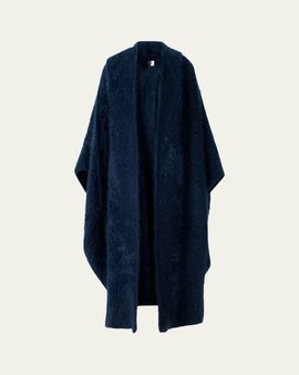 Akris Brushed Cashmere Hooded Long Cape Coat