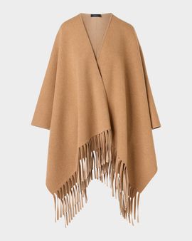 Akris Cashmere Fringed Reversible Knit Cape