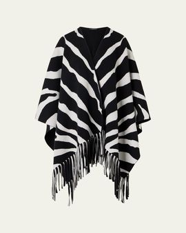 Akris Cashmere Knit Reversible Zebra Cape
