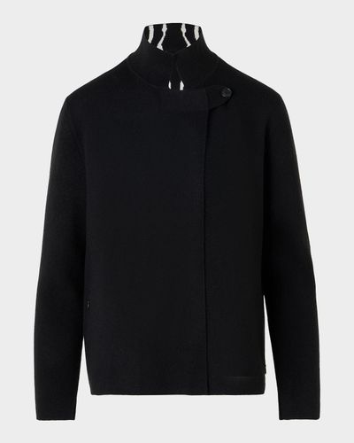 Akris Cashmere Reversible Zebra Knit Cardigan