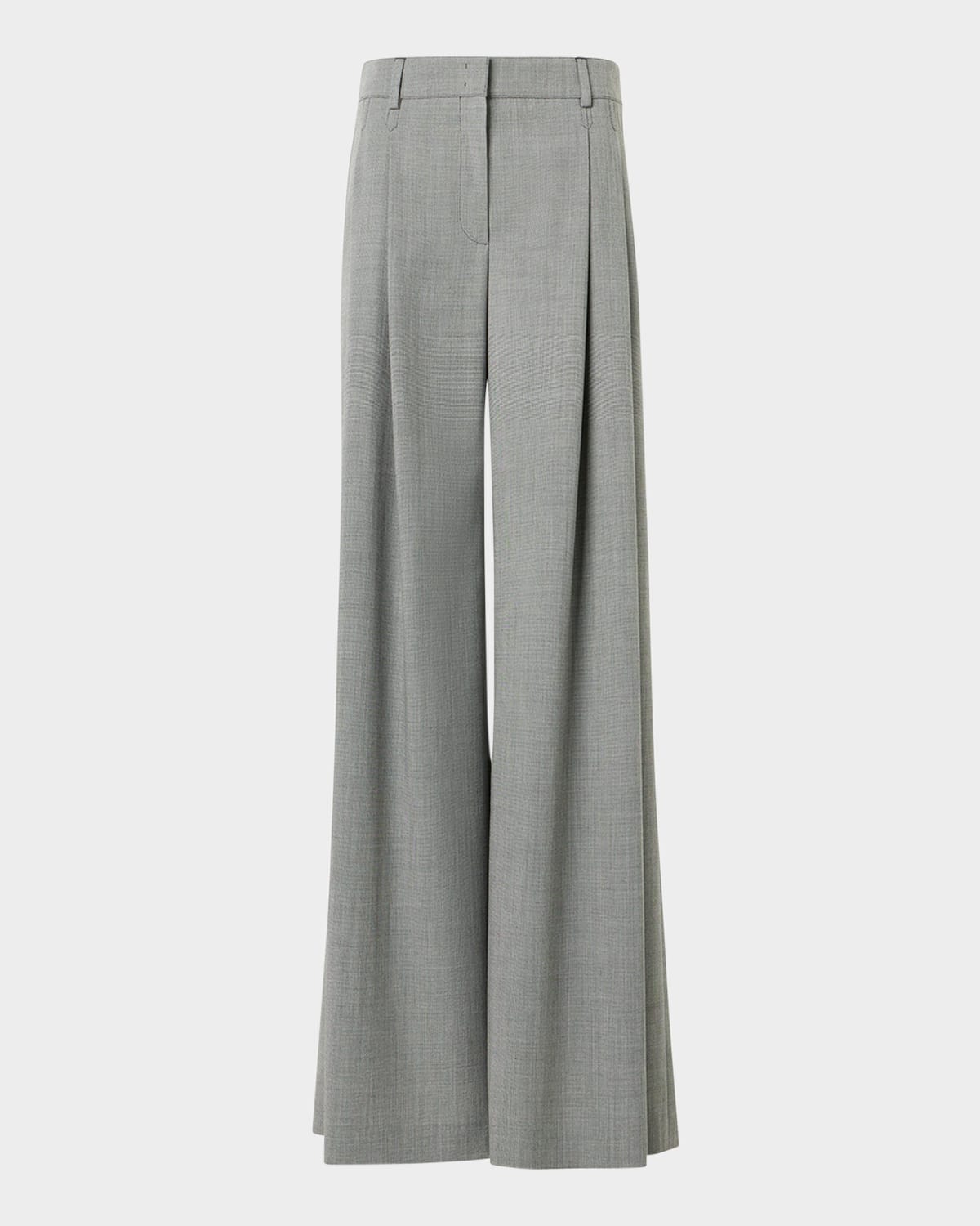 Akris Cassie Pleated Wool Wide-Leg Pants