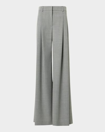 Akris Cassie Pleated Wool Wide-Leg Pants