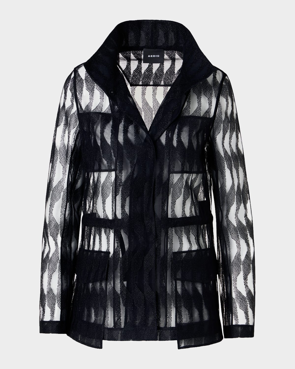 Akris Chianti Embroidered High Plains Sheer Tulle Jacket