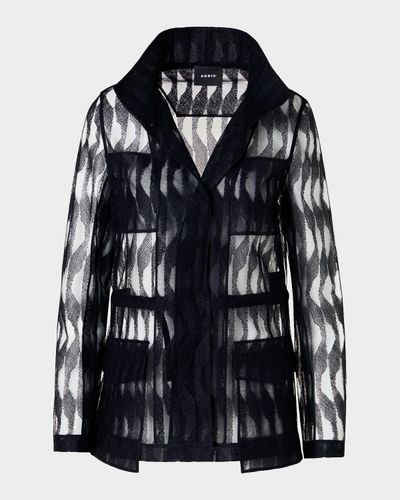 Akris Chianti Embroidered High Plains Sheer Tulle Jacket