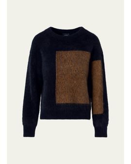 Akris Cloud Cashmere Oro Lienzo Jacquard Crewneck Sweater
