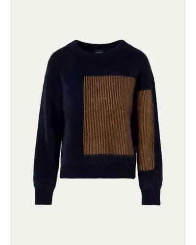 Akris Cloud Cashmere Oro Lienzo Jacquard Crewneck Sweater