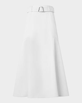 Akris Cotton Twill Belted Midi Skirt