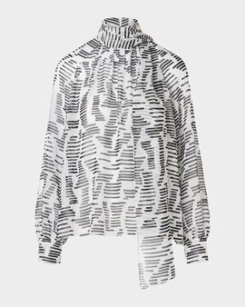 Akris Dance Movements Long-Sleeve Silk Blouse