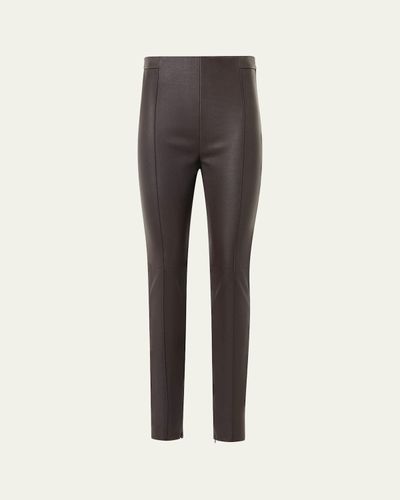 Akris Flame Leather Skinny-Leg Ankle Pants
