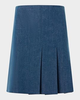Akris Half-Pleated Stretch Denim Skirt