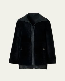 Akris Harper Reversible Lamb Shearling Single-Breasted Jacket