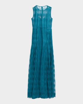 Akris High Plains Embroidered Sleeveless Tulle Gown